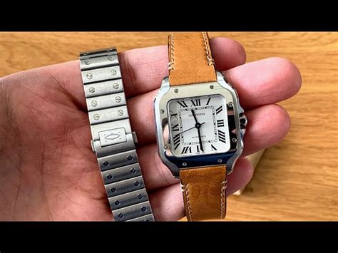 santos de cartier rubber strap|cartier santos leather strap replacement.